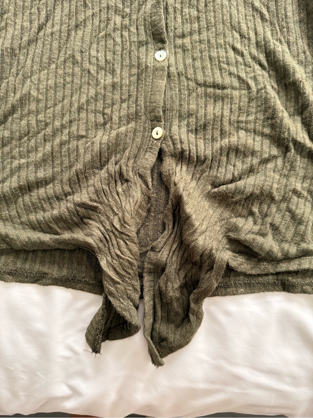 Olive Ribbed Button-Down Tank - Picture 3 of 5